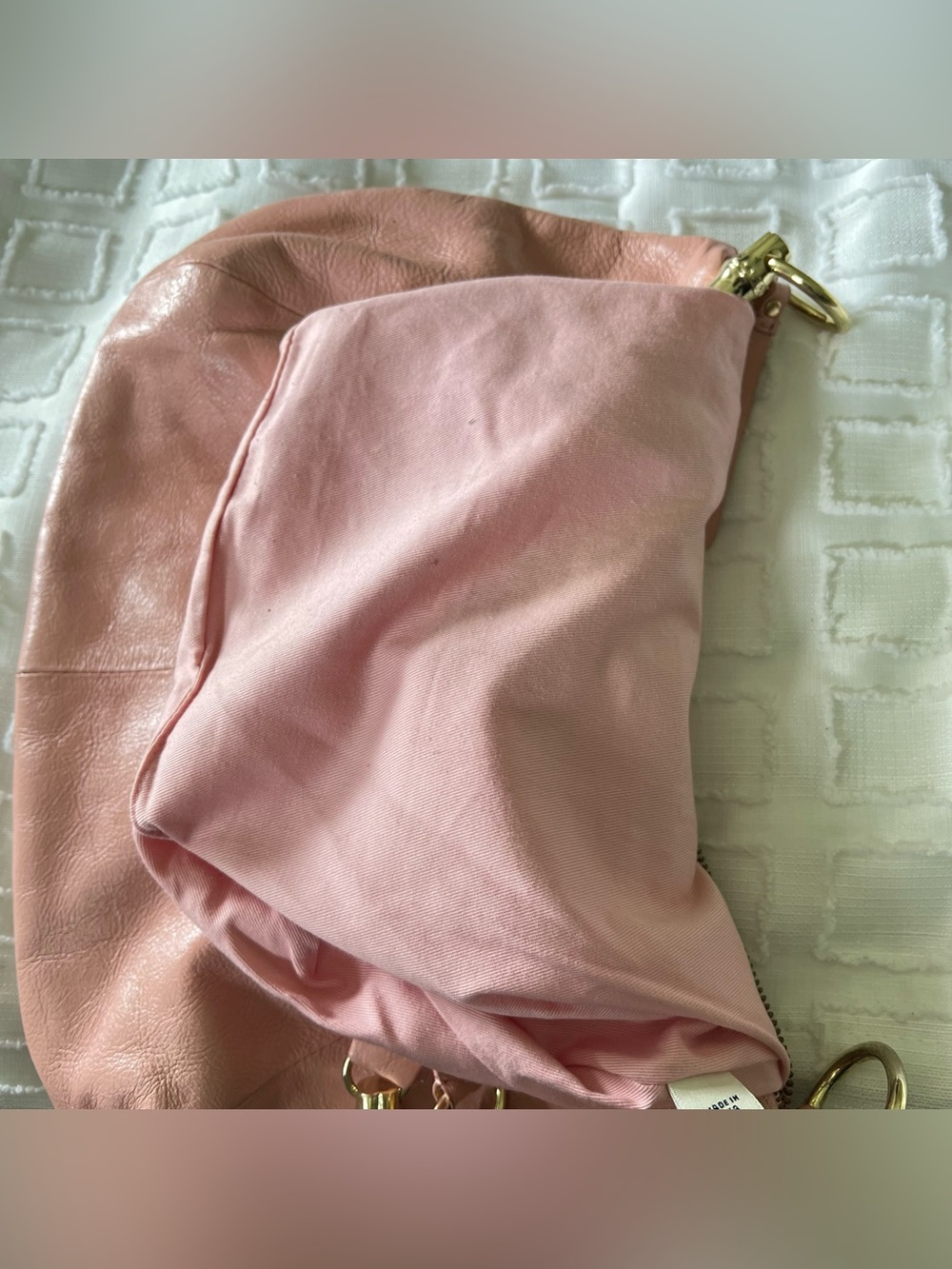 Banana Republic Vintage Salmon Pink Leather Y2K 2000 Bamboo Handle Shoulder Bag - Picture 11 of 16